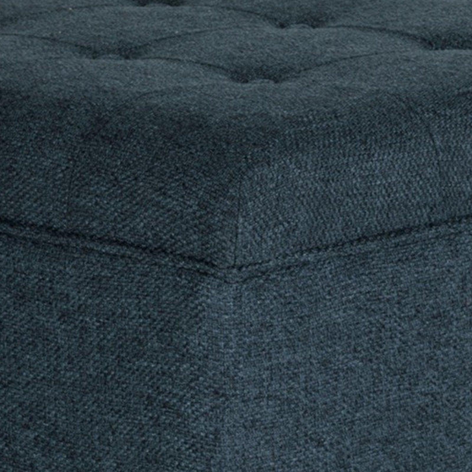 Textured Fabric Upholstered Wooden Ottoman With Button Tufted Top, Blue And Brown Blue Brown Wood Fabric