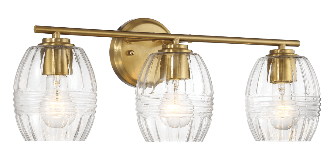 Luster Three Lights Vanity With Clear Glass For Bathrooms Above Mirror Wall Lamp Satin Brass Clear,Gold Brass,Glass