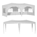 10'X20' Pop Up Canopy Tent With 6 Sidewalls, Ez Pop Up Outdoor Canopy For Parties, Waterproof Commercial Tent With 3 Adjustable Heights, Carry Bag, 6 Sand Bags, 6 Ropes And 12 Stakes, White White Metal