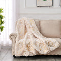 Luxury Chinchilla Faux Fur Gilded Beige Throw Blanket 50