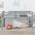 Solid Wooden, Rubber Wooden Twin Loft Bed With Ladder, Bed Platform Of Strengthened Slatsgrey Twin Grey Rubber Wood