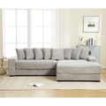 Arrived Oversized Two Piece Couches, L Shaped Sofa, Corduroy, Right Chaise Daybed,With Armrests,Eight Throw Pillows,Corner Sofa,Easy To Assemble, Gray Gray Polyester Wood Primary Living Space Medium Soft Pillow Back Modern Square Arms Wood 3 Seat