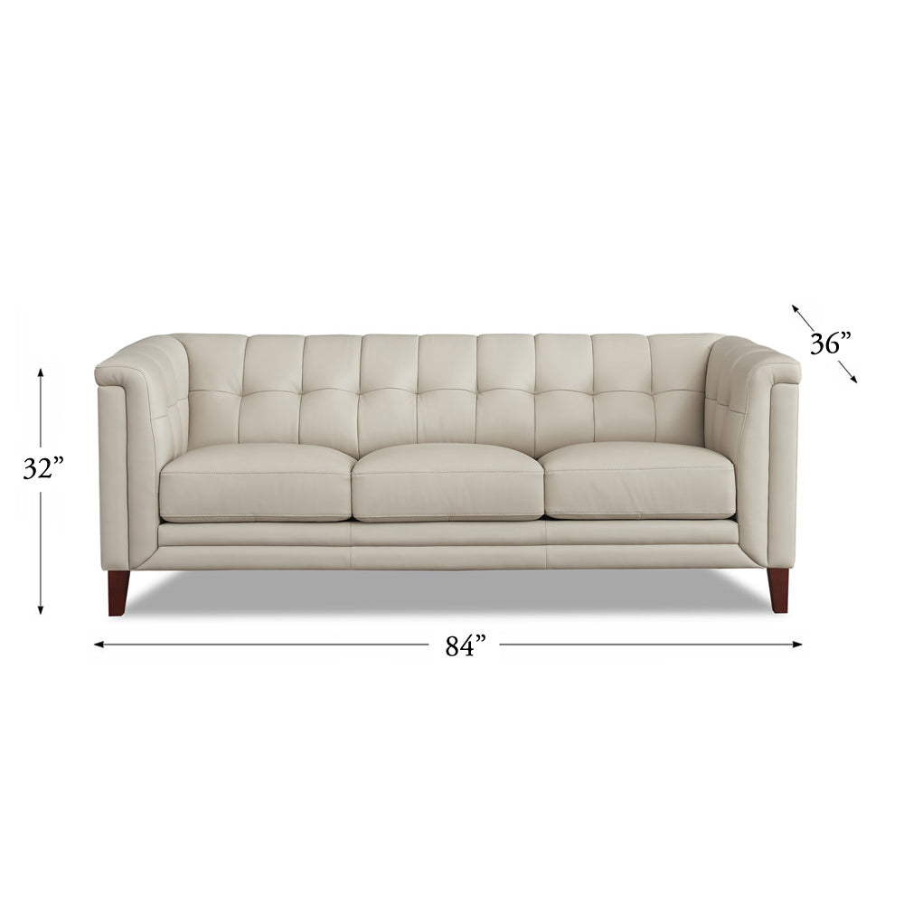 Arvo Leather Sofa Beige Down Filling Genuine Leather 3 Seat