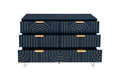 Modern 6 Drawer Dresser, Modern Dresser With Metal Handles, Storage Chest Of Drawer, Wide Dresser Drawer Organizers With Carving Design For Bedroom, Living Room, Hallway 5 Or More Drawers Dark Blue Modern Particle Board Mdf