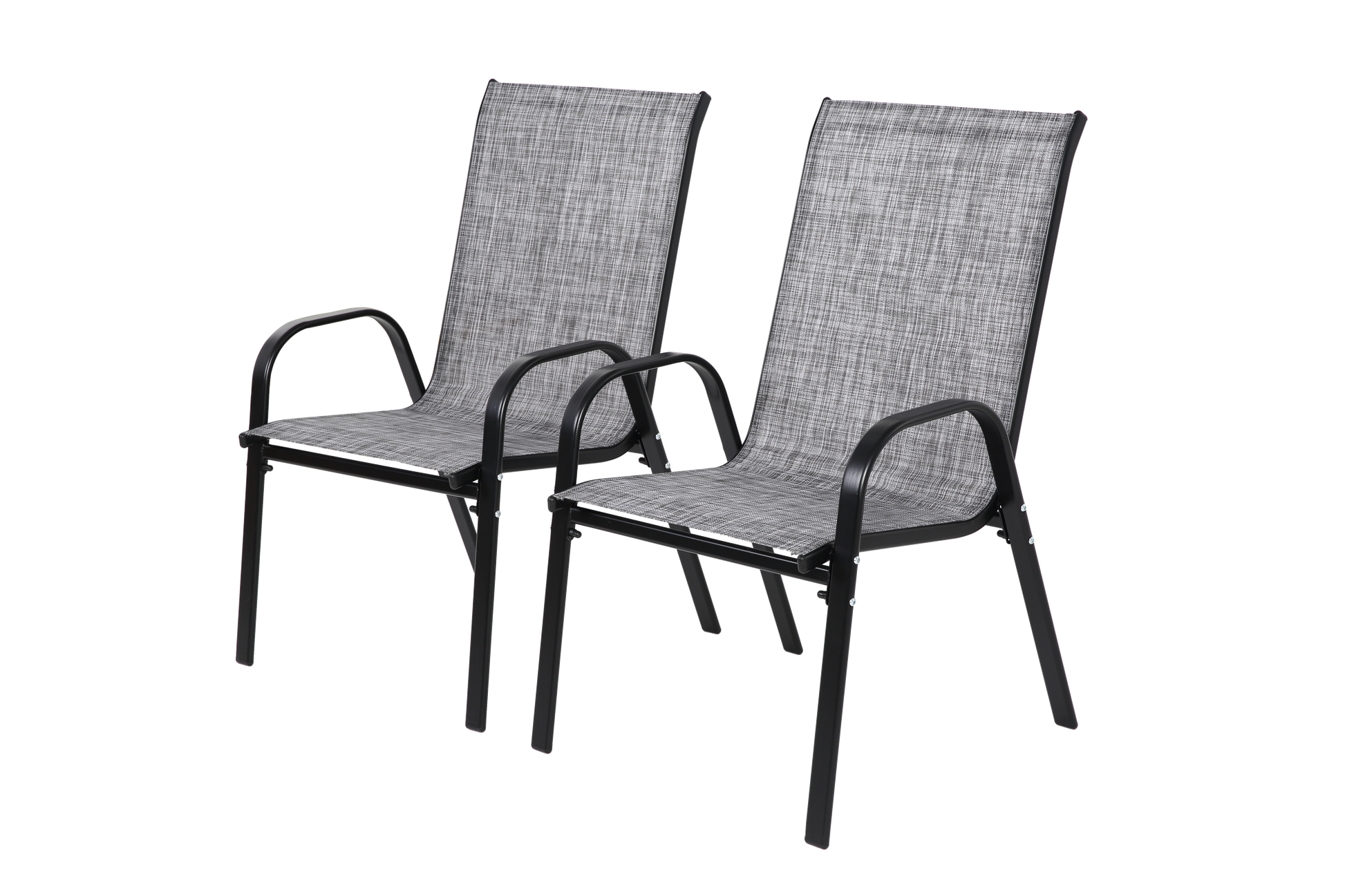 2 Piece Patio Chairs, Outdoor Camping Chairs Withtextilene Fabric, Set Of 2 Garden Chairs With Armrest High Backrest For Garden Patio Pool Beach Yard Space Saving Grey Grey Steel