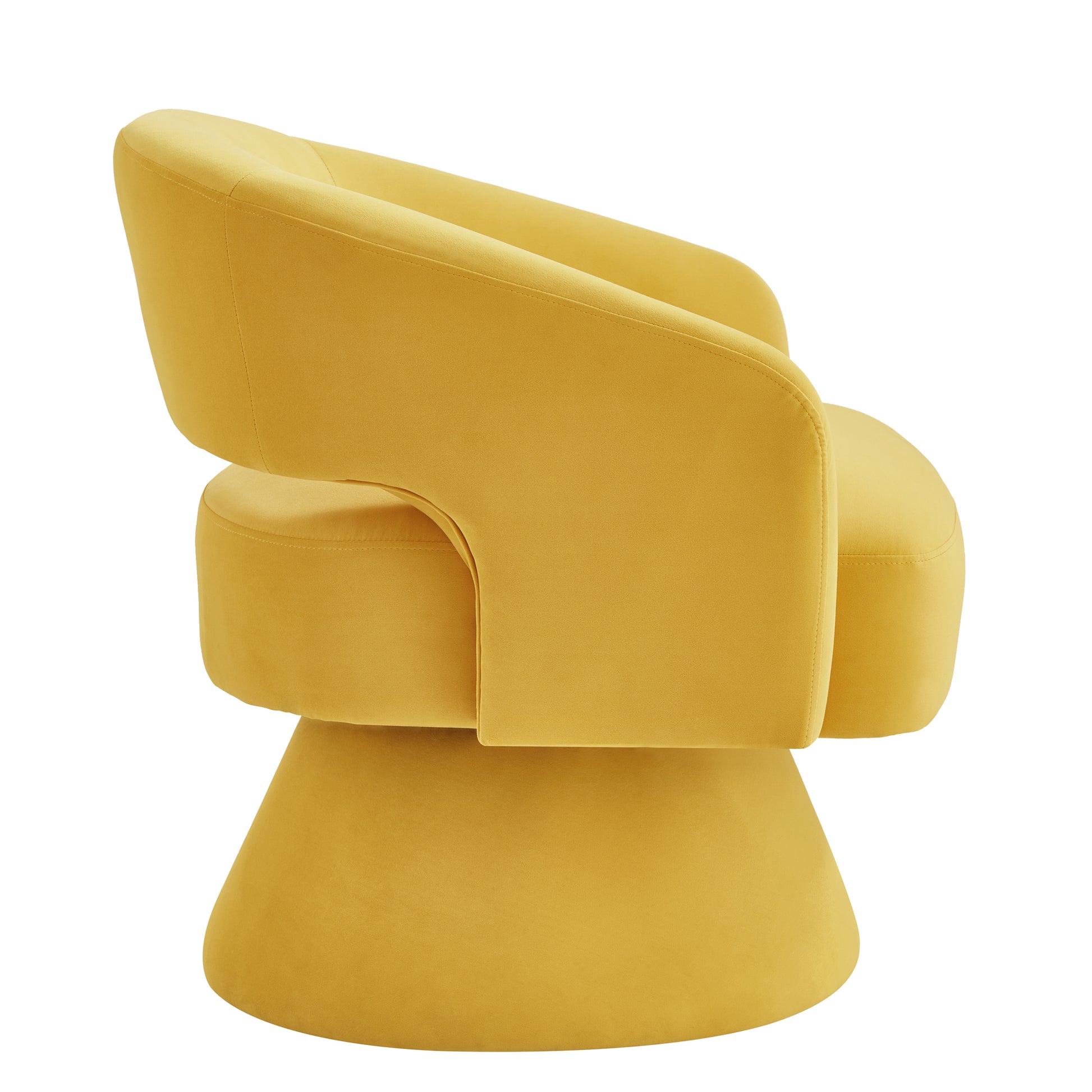 Modern Swivel Barrel Chair, Upholstered Velvet Round Accent Chairs,360 Degree Comfy Swivel Chair With Open Backrest, Single Chair Armchair For Living Room Bedroom, Homerest, Yellow Yellow Primary Living Space American Design,Contemporary,Luxury,Mid