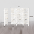 Room Divider With Shelves, 6 Panel Room Dividers And Folding Privacy Screens, Partition Room Divider Temporary Wall, Freestanding Room Divider For Home Office Studio Apartment White White Modern Wood