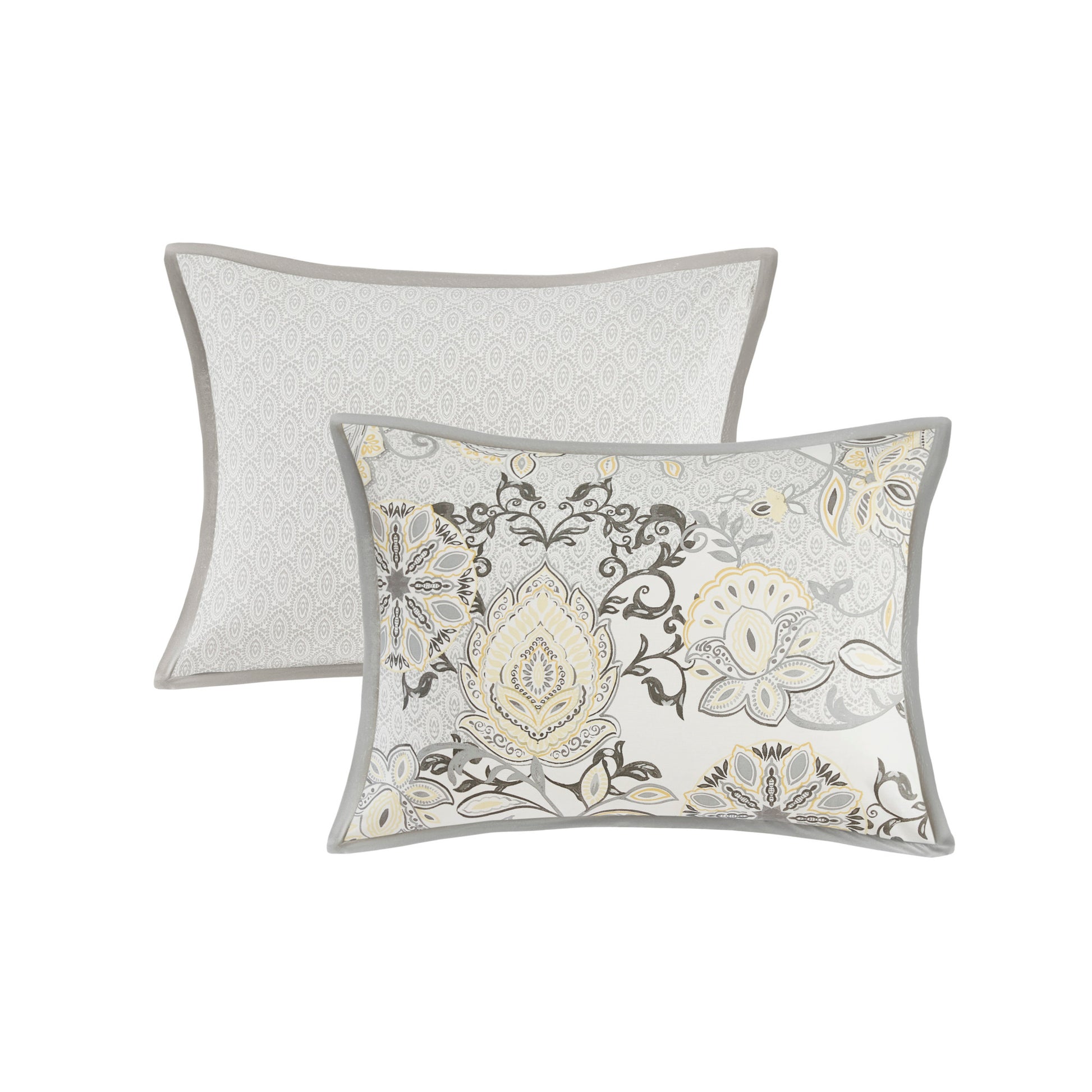 8 Piece Cotton Floral Printed Reversible Comforter Set Yellow Queen Queen Yellow Cotton
