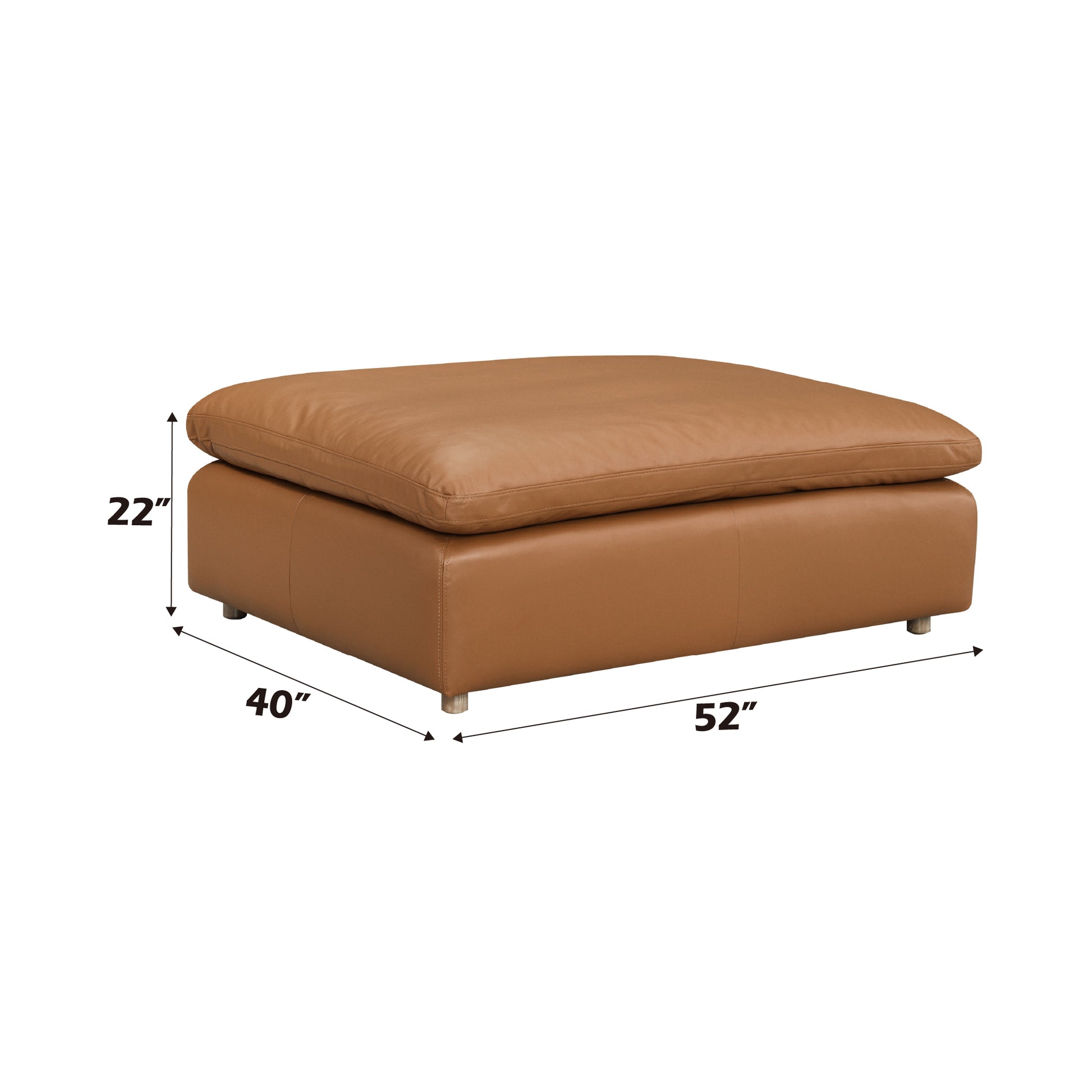 Brighton Ottoman, Brown Top Grain Leather Lv03374 Brown Upholstered