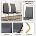 Table And Chair Set, The Table Is Equipped With A Marble Patterned Mdf Tabletop And Gold Table Legs.The Chair Is Equipped With Pu Synthetic Leather High Back Cushion And Gold Coated Metal Legs. Grey Gold Seats 4 Mdf Metal