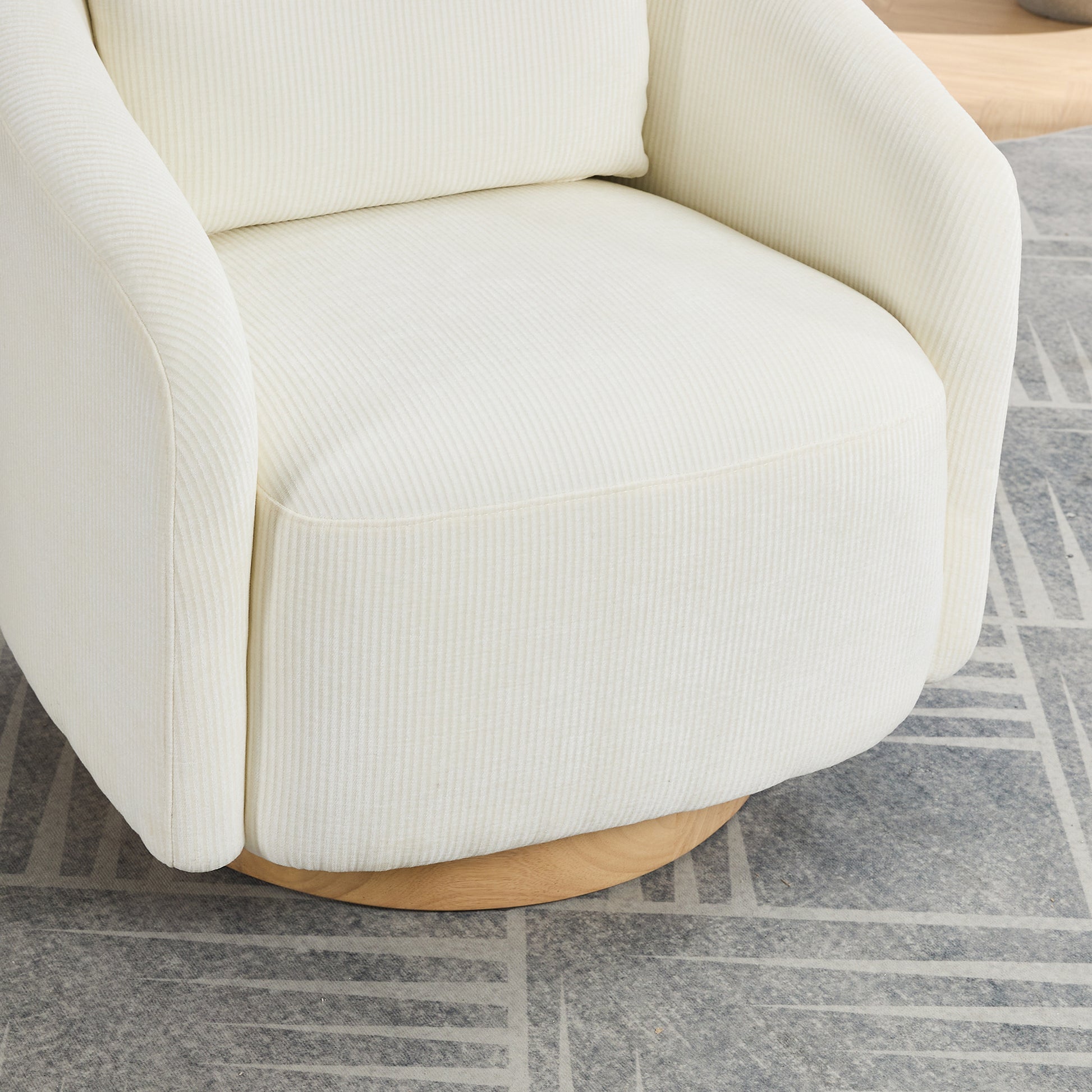 30.3"W Swivel Accent Barrel Chair And Comfy Round Accent Single Sofa Chair, 360 Degree Club Chair, Lounge Armchair For Living Room Bedroom Nursery.Ivory Ivory Chenille