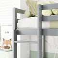 Twin Loft Wood Bed With Under Bed, Built In Desk, A Storage Cabinet Of 2 Drawers, Guardrails, Ladder,Grey Twin Grey Pine