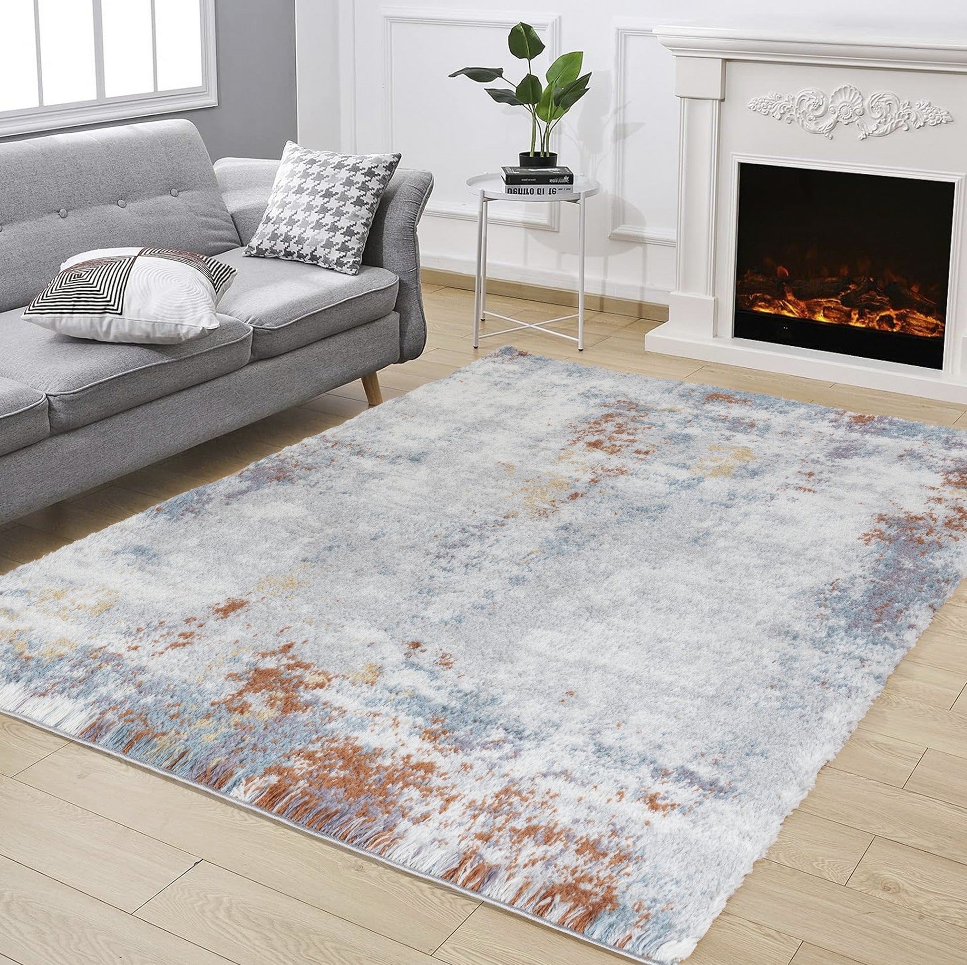 Loft Shag Gc Czy1010 Multi 7 Ft. 10 In. X 9 Ft. 10 In. Shaggy Area Rug Grey Polyester