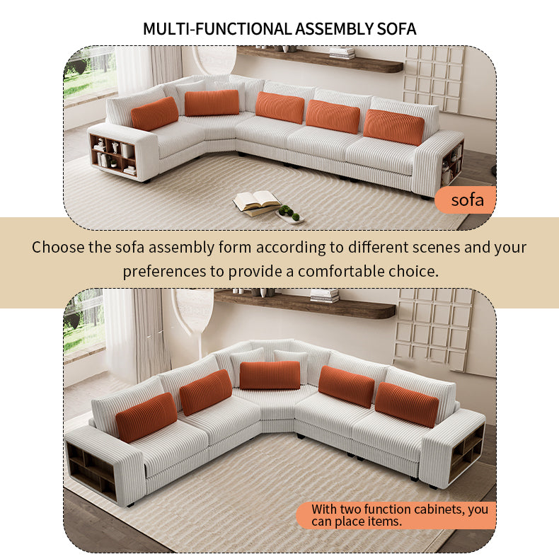 Modular Sectional L Shaped Sofa With Armrest Wooden Frame Locker, Stylish And Comfortablecream Style, Beige Beige Primary Living Space Soft Modern Wood 5 Seat