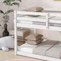 Solid Wooden, Solid Rubber Wooden Twin Over Twin Loft Bed With Ladder, With Bed Platform Of Strengthened Slats,White Twin White Rubber Wood