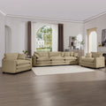 Luxurious And Sophisticated Sofa Set With Soft Cushions And Pillows, Home For Living Rooms And Clubs As Well As Home Theaters, Consisting Of Two Single Sofas And A 3 Seater Sofas In Tan Corduroy Fabri Tan Corduroy 5 Seat