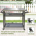 3 Shelf Outdoor Grill Table, Grill Cart With Wheels, Outdoor Pizza Oven And Food Prep Table, Blackstone Table With Stainless Steel Tabletop, Grill Stand For Blackstone Griddle For Outside Bbq Grey