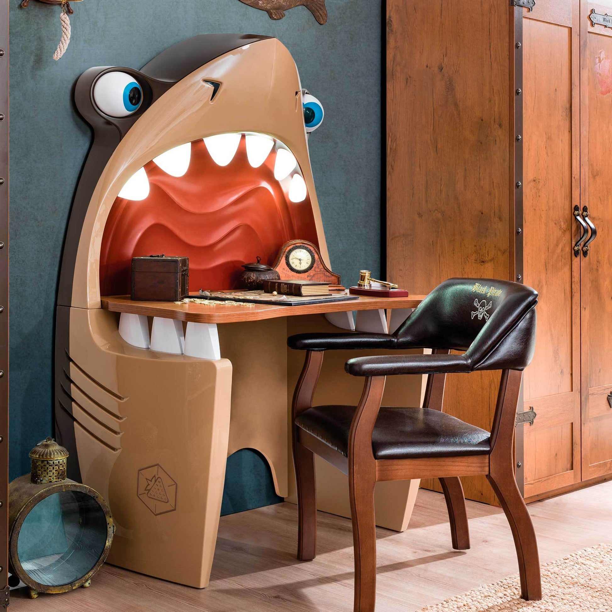 Ahoy Shark Desk Brown Particle Board