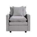 Chenille Fabric Comfy Deep Single Seat Sofa Upholstered Reading Armchair Living Room Gray Wood Foam Chenille 1 Seat