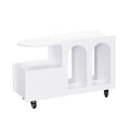 Mobile End Table With Lockable Wheels, Cream Style Side Table With Storage Drawer, 11.8Inch Narrow Nightstand With Multi Layer Storage, Living Room, White White Primary Living Space Mdf