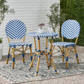 Picardy French Bistro Set Navy Blue Rattan