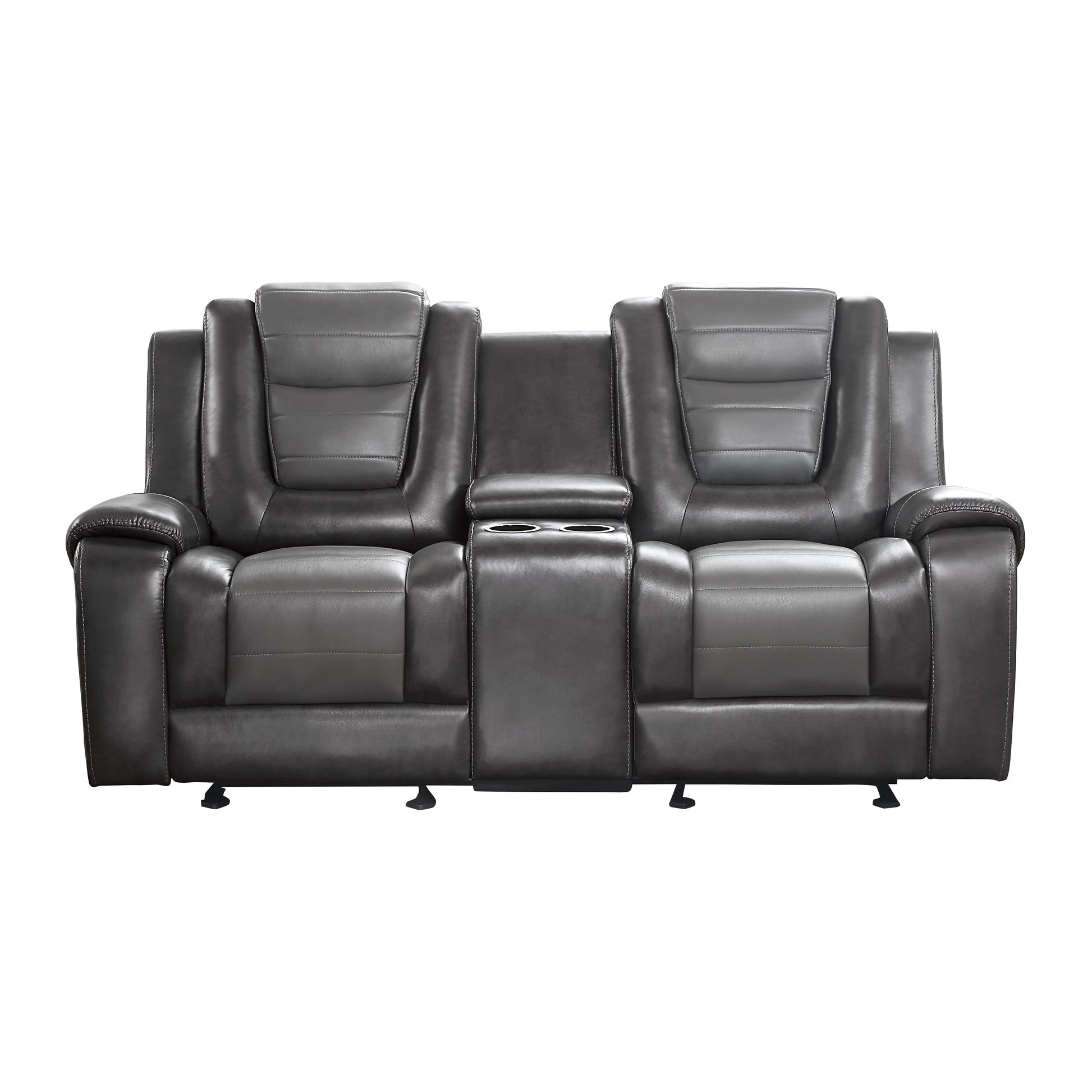Modern Luxury Living Room Sofa Set 2Pc Reclining Sofa Loveseat Formal Furniture Premium Faux Leather Upholstery Comfortable Two Tone Gray Finish Dark Gray,Light Gray Faux Leather Wood Primary Living Space Luxury,Modern Plywood,Solid Wood 5 Seat
