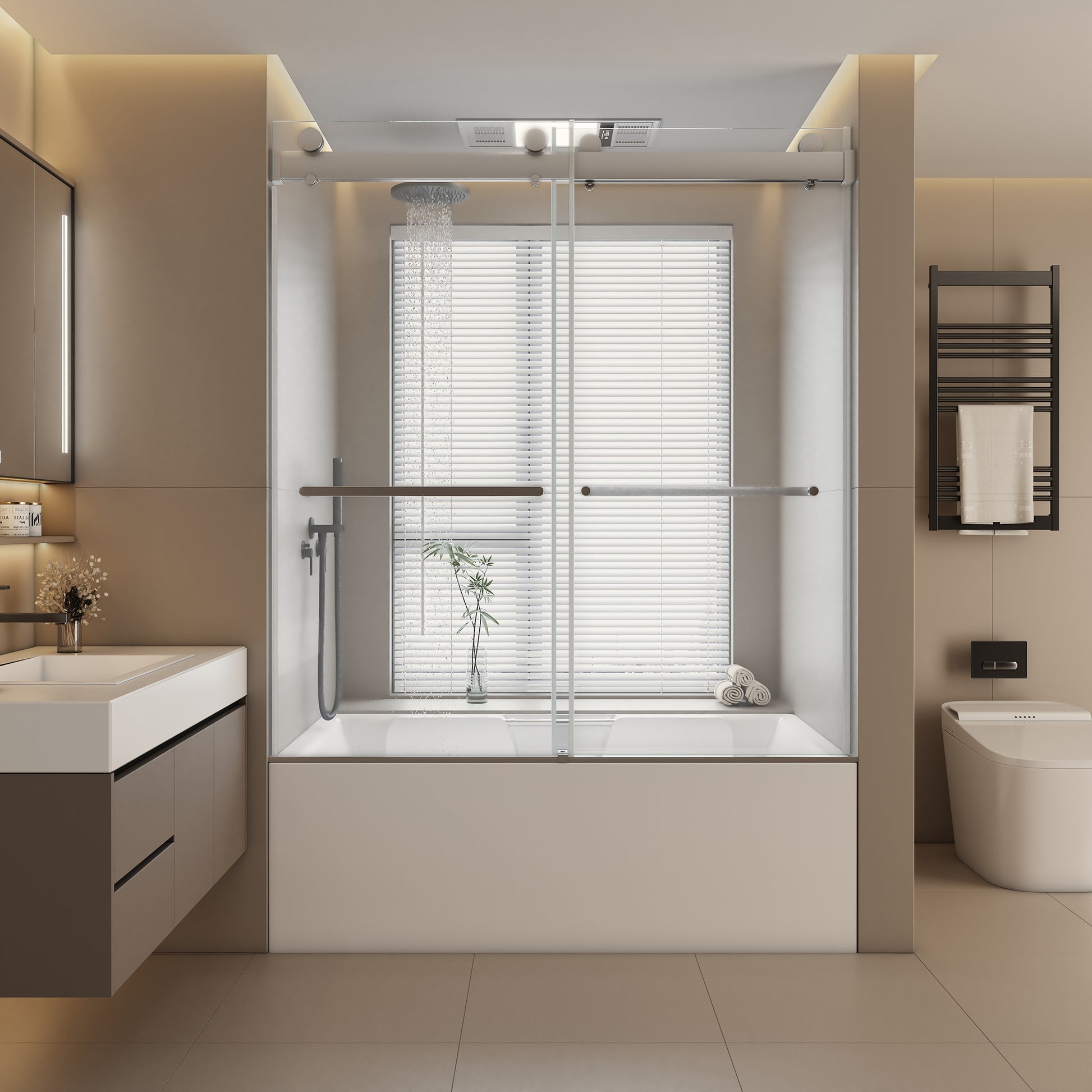 Top Rail Only, Stainless Steel Top Track With Buffer For Shower Door, 24D02P02 T60Chx Chrome Stainless Steel