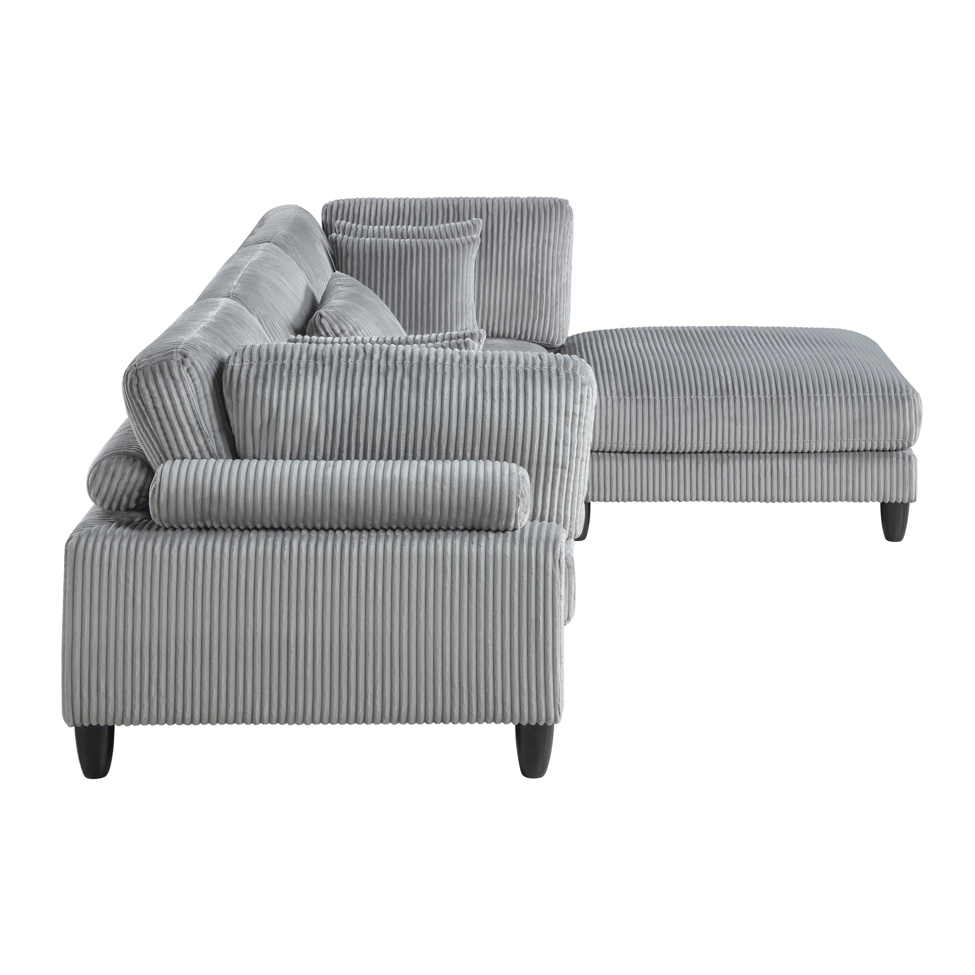 Living Room Furniture 4 Piece Modular Sectional Sofa Set Gray Corduroy Soft Cushion Pillows Solid Wood Legs Gray Corduroy Wood Primary Living Space Contemporary,Modern Modular Plywood,Solid Wood 4