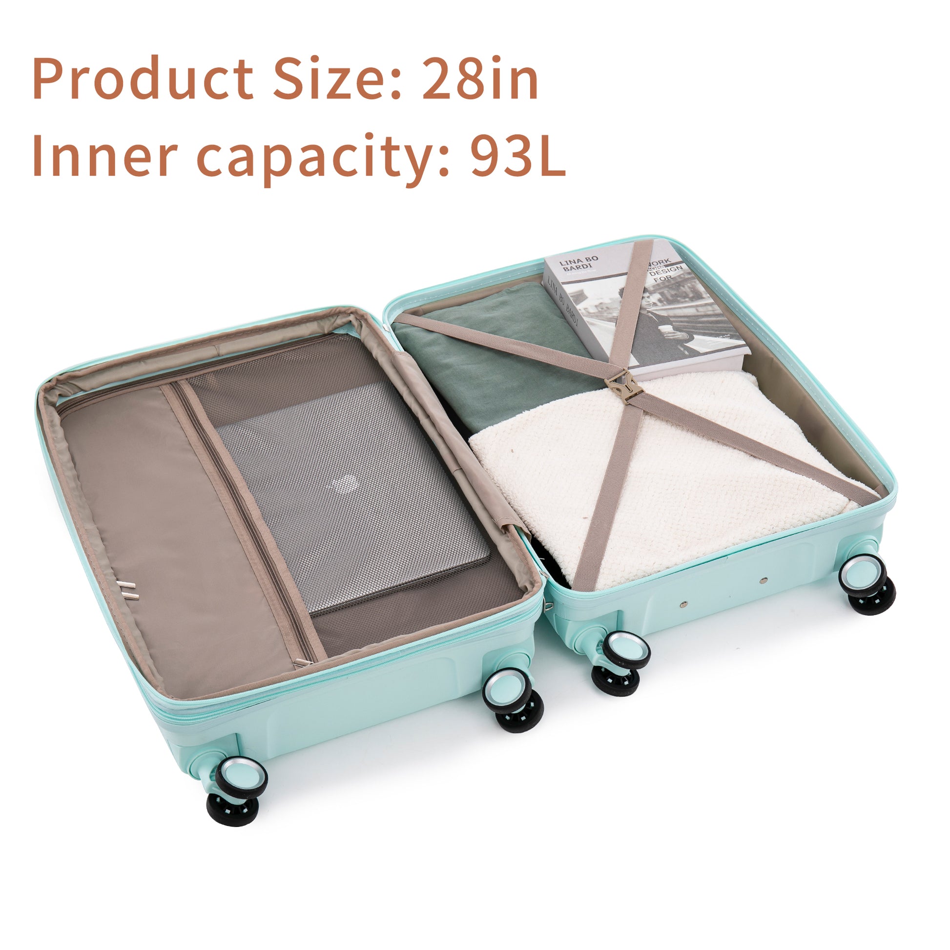 Pp Luggage Sets 3 Piece 20 24 28 , Expandable Carry On Luggage With Tsa Lock Airline Approved, Pp Materials Hard Shell And Lightweight Suitcase With Spinner Wheels Mint Green Mint Green Polypropylene