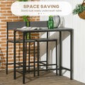 Homcom 3 Piece Bar Table And Chairs, Industrial Dining Table Set For 2, Counter Height Kitchen Table With Bar Stools, Breakfast Table Set For 2 For Small Space, Gray Grey Mdf