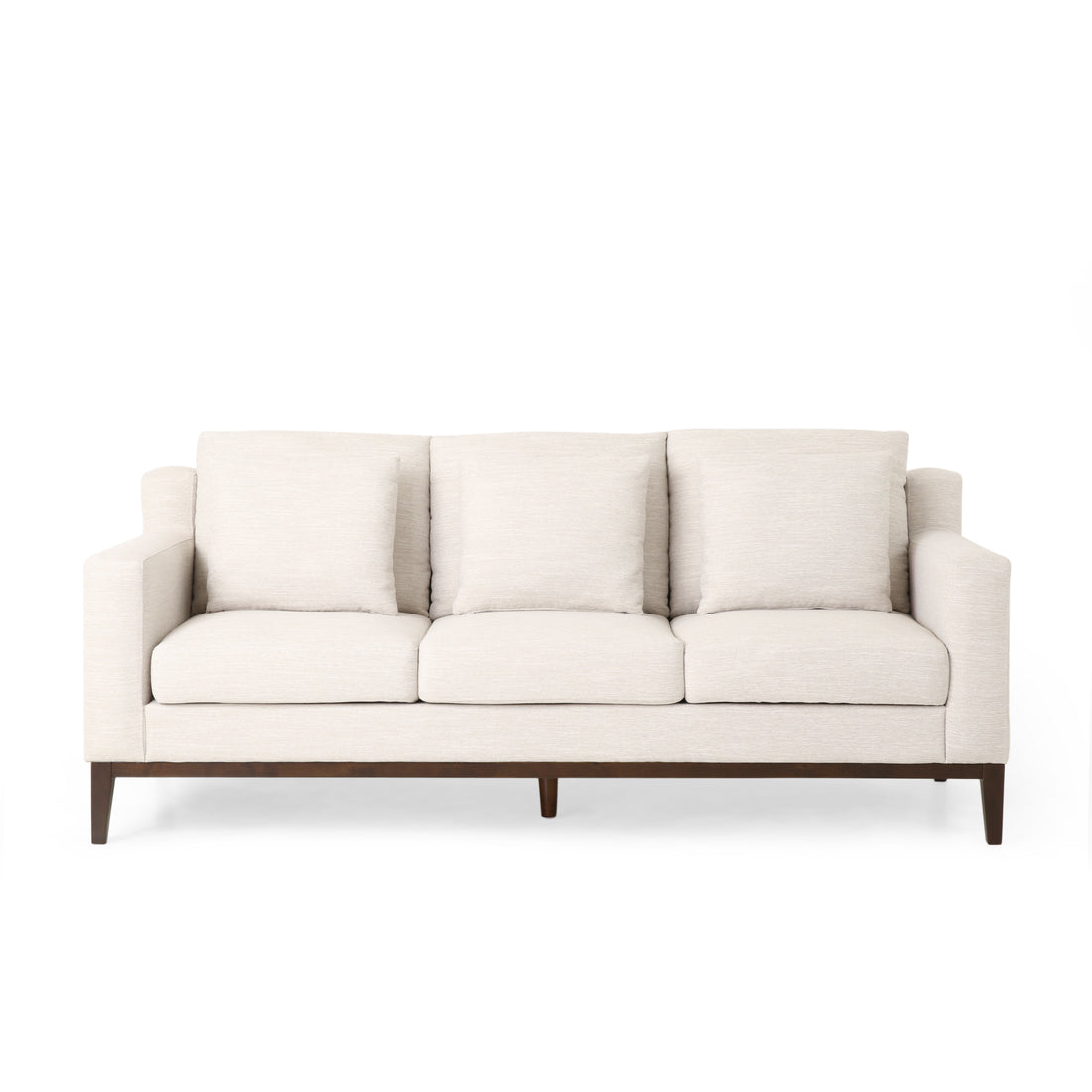 Mirod Comfy 3 Seat Sofa With Wooden Legs, Modern For Living Room And Study Beige Fabric 3 Seat