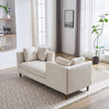 77.95'' Wide Modern Double Sided Upholstered Chaise Lounge Indoor,Chenille Fabric Sleeper Sofa Couch With 4 Throw Pillows, Daybed With Rubberwood Legs For Living Room, Bedroom, Apartment,Beige Beige