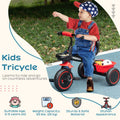 Qaba Tricycle For Toddlers Age 2 5 With Adjustable Seat, Toddler Bike With Storage Baskets For Girls And Boys, Red Red Steel