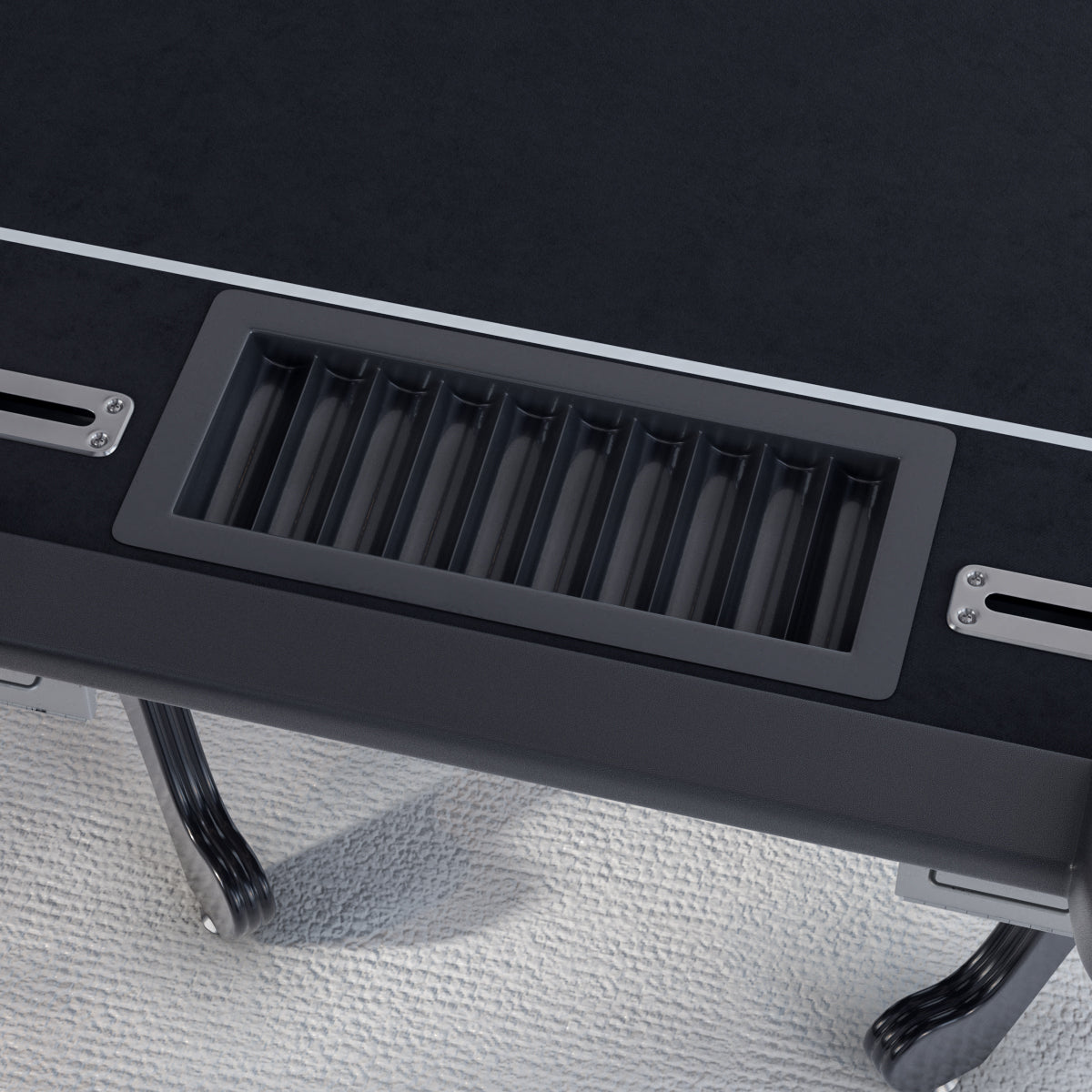 96" Poker Table For Texas Holdem Casino Game Premium Aura Oval With Waterproof Felt Cup Holders Chips Tray Drop Box Black Black Primary Living Space Modern Wood