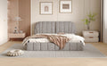 Queen Size Upholstered Platform Bed With Thick Fabric, Polyester, Gray Queen Gray Polyester