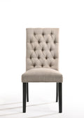 Morland Tan Linen & Vintage Black Finish Side Chair Set Of 2 Black Vintage,Tan Linen,Synthetic Wood