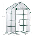 Outsunny 5' X 2.5' X 6.5' Mini Walk In Greenhouse Kit, Portable Green House With 3 Tier Shleves, Roll Up Door, And Weatherized Plastic Cover For Backyard Garden, Clear Clear Plastic