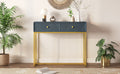 Modern Sleek Console Table Two Drawers With Stripe Design For Living Room And Entryway Grey Grey Mdf