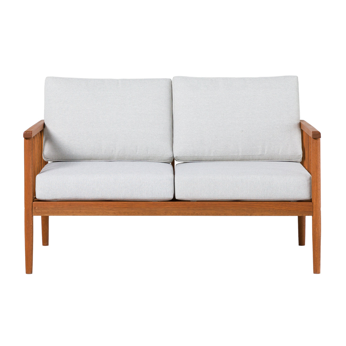 Contemporary Cushioned Eucalyptus Wood Patio Loveseat Brown Brown Eucalyptus Eucalyptus