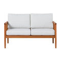 Contemporary Cushioned Eucalyptus Wood Patio Loveseat Brown Brown Eucalyptus Eucalyptus