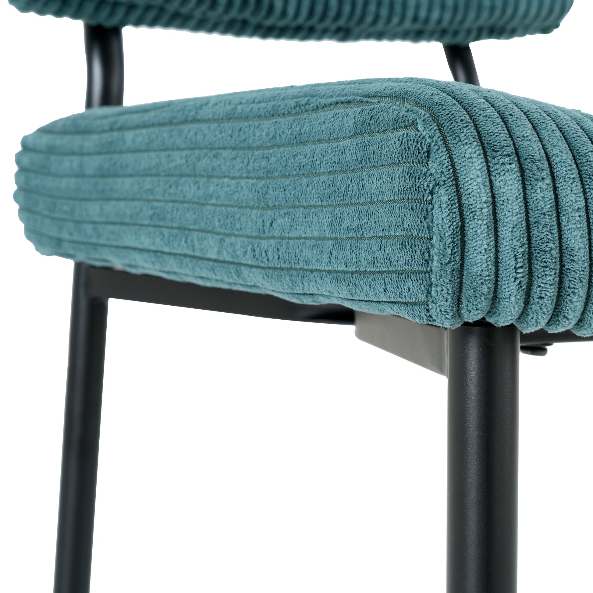 Modern Turquoise Simple Dining Chair Fabric Upholstered Chairs Home Bedroom Stool Back Dressing Chair Black Metal Legs Set Of 2 Metal Turquoise Velvet