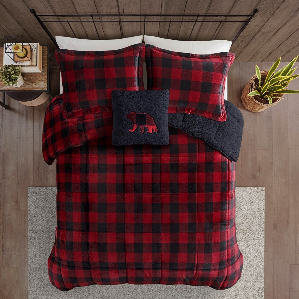 Plush To Sherpa Down Alternative Comforter Set King Multicolor Polyester