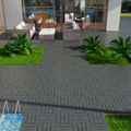 Patio Floor Tiles Pack Of 11 Wpc Wood Plastic Composite Patio Deck Tiles Diy Interlocking Decking Tiles, Quick Deck Floor Tile, Court Tile, Water Resistant Indoor Outdoor 11.8
