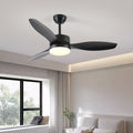 52 Inch Indoor Outdoor Ceiling Fan With Led Select Light Kit Black Black American Design Abs