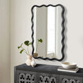 Solid Wood Wavy Rectangle Mirror Black 40