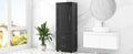 Tall Bathroom Storage Cabinet, Freestanding Storage Cabinet With Two Drawers And Adjustable Shelf, Mdf Board With Painted Finish, Black Black Mdf