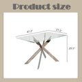 47.2 Inch Modern Minimalist Tempered Glass Coffee Table, Metal Leg Rectangular Dining Table, Transparent Glass Living Room Dining Table, 47.2 Inch X27.5 Inch 29.5 Inch Small Space Suitable