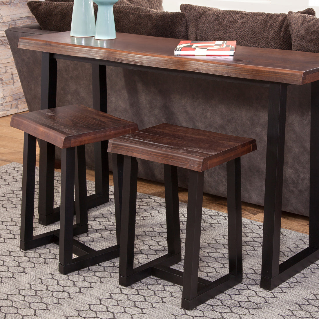 Jennings Live Edge 3 Piece Counter Set Brown Brown Wood