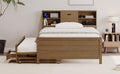 Twin Size Captain Bed With Storage Bookcase Headboard,Captain Bed With Trundle And Three Storage Drawers For Kids Teens Dorm Bedroom Multipurpose Guest Room Or Home, Walnut Box Spring Not Required Twin Walnut Wood Solid Wood Mdf