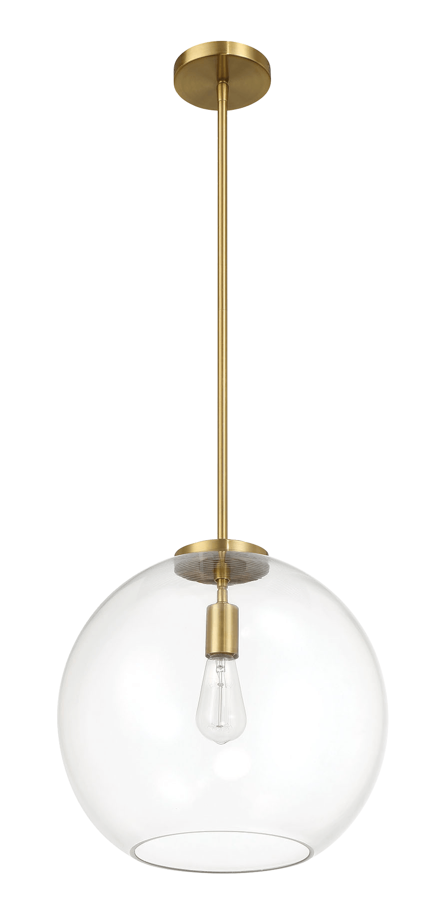 Gleam Single Light Pendant Lamp With Clear Globe Glass Satin Brass Antique Brass,Clear,Gold Ceiling Lights Brass,Glass